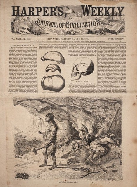 Neanderthal cover. Image source: Harper’s Weekly, July 10, 1873. 
Courtesy of William B. Ashworth.
