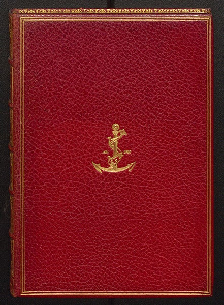 Gold stamped front cover, Claudii Ptolemaei Liber de analemmate, by Ptolemy of Alexandria, trans. by Federico Commandino, 1562 (Linda Hall Library)