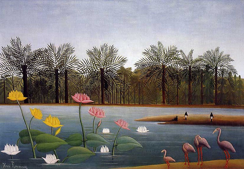 The Flamingoes, oil on canvas, by Henri Rousseau, private collection, 1907 (Wikimedia commons)