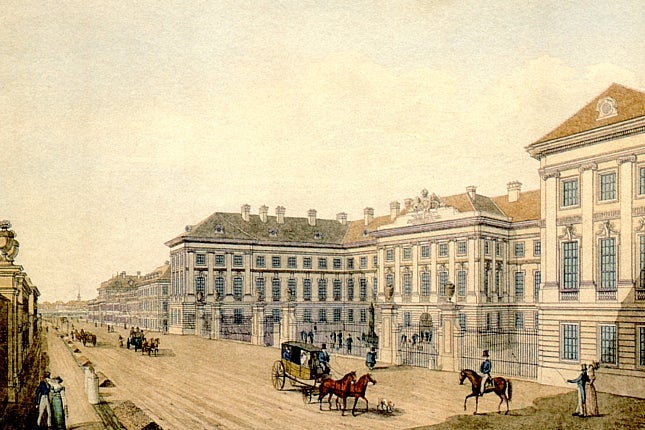 Josephium, exterior view, engraving, ca 1785 (Josephinum, Medical University of Vienna)