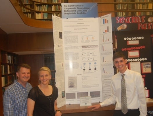 Joseph C. Shipman Award winner Benjamin Deatherage and his parents with his project.