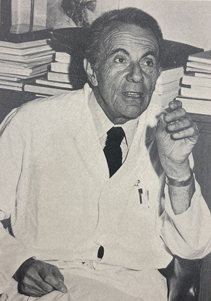 François Jacob as the elder statesman of molecular biology, photograph, inside dust jacket, The Statue Within (Basic Books, 1988) (author’s copy)