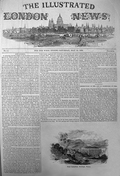 Illustrated London News, May 14, 1850, with front- page story on Eleazar Root’s successful repair of the Pontcysyllte Aqueduct (Illustrated London News)