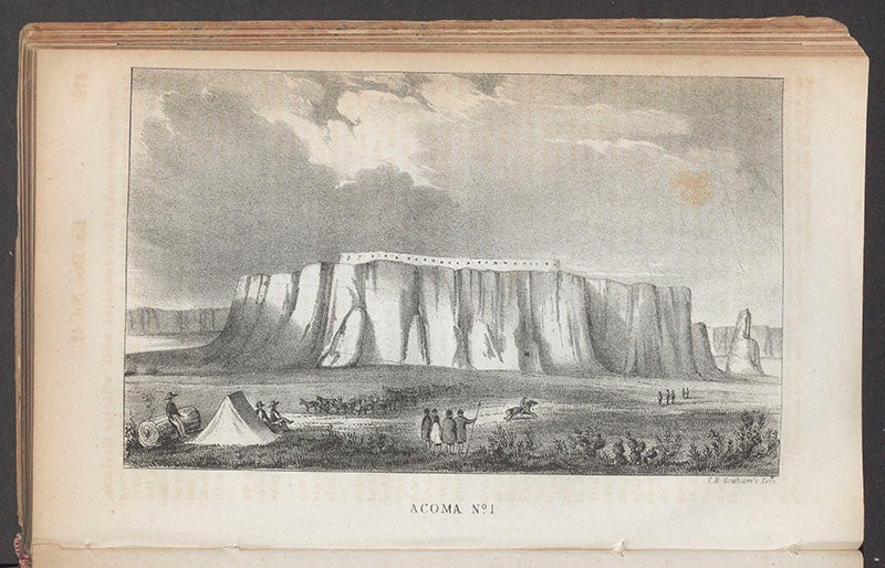 “Acoma No, 1”, lithograph from a drawing by James Abert, in W.H. Emory, Notes of a Military Reconnaissance, 1848 (Linda Hall Library)