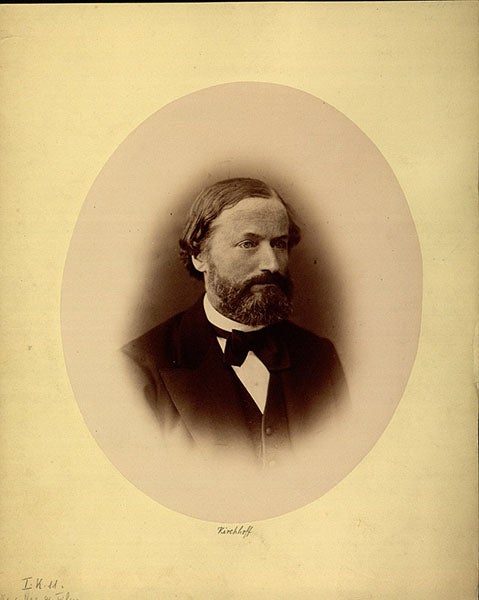 Portrait of a middle-aged Gustav Kirchhoff, now with beard, exact date unknown (Wikimedia commons)