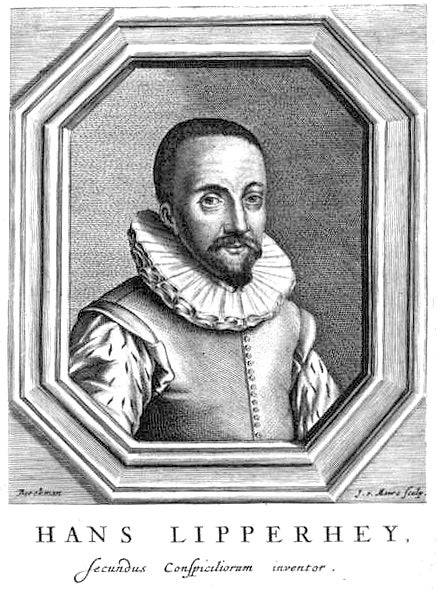 Portrait of Hans Lipperhey, engraving, in Pierre Borel, <i>De vero telescopii inventore</i>, 1655 [1656] (Wikimedia commons)