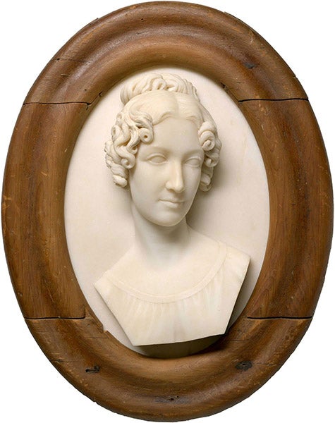 Lady Jane Franklin, sculpted marble relief, after Thomas Bock, 1866-75 (National Portrait Gallery of Australia)