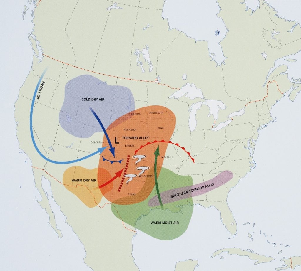 Image source: Mogil, Michael. Extreme Weather: Understanding the Science of Hurricanes, Tornadoes, Floods, Heat Waves, Snow Storms, Global Warming and Other Atmospheric Disturbances. Black Dog & Leventhal, 2007.