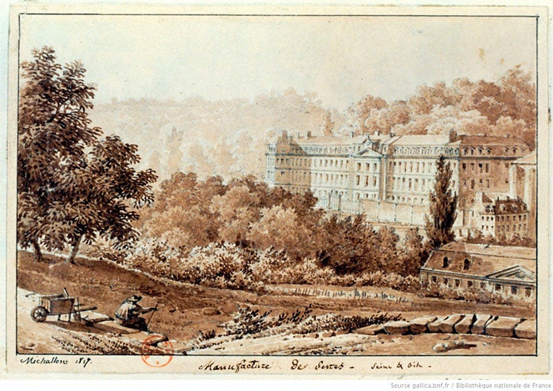 Wash drawing of Sevres porcelain factory, 1817 (gallica.bnf.fr)