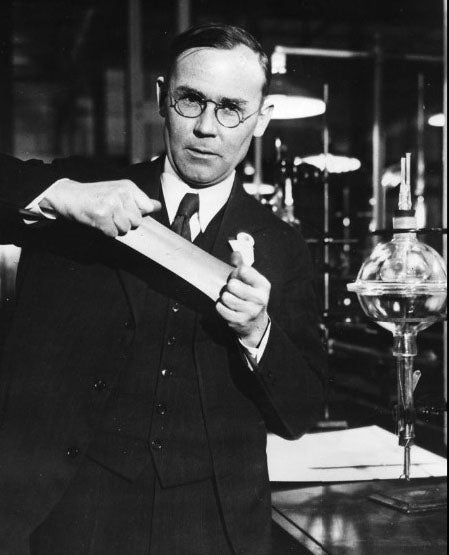 Wallace Carothers with Neoprene, photograph, 1932, Hagley Museum and Library (hagley.org)