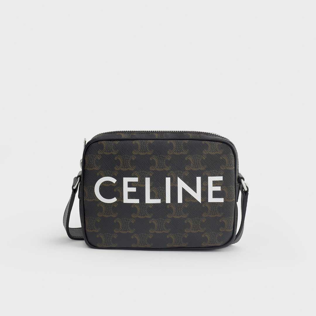Celine 2020 Triomphe Canvas Mini Messenger Bag with Celine Print