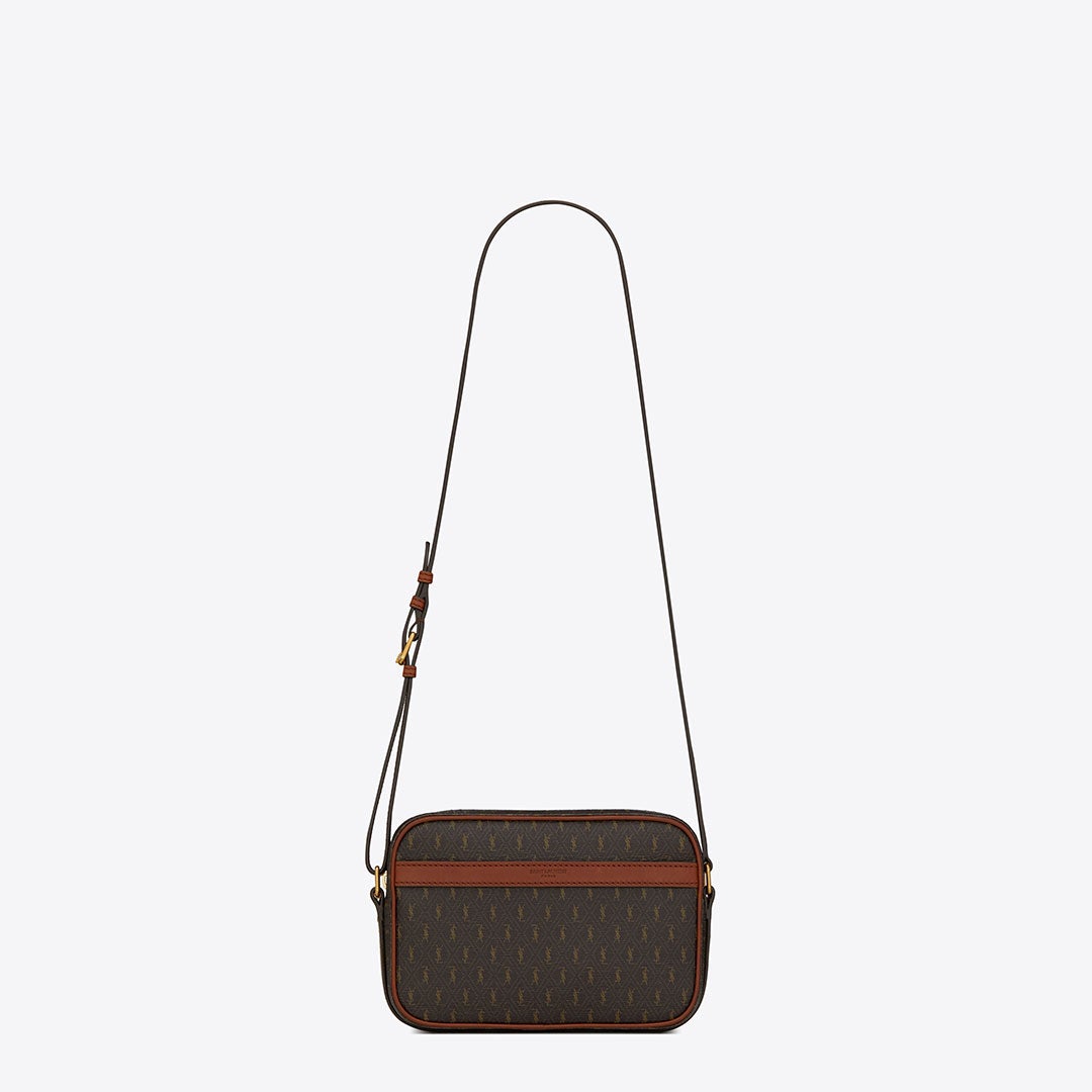 le monogramme small camera bag in canvas and smooth leather