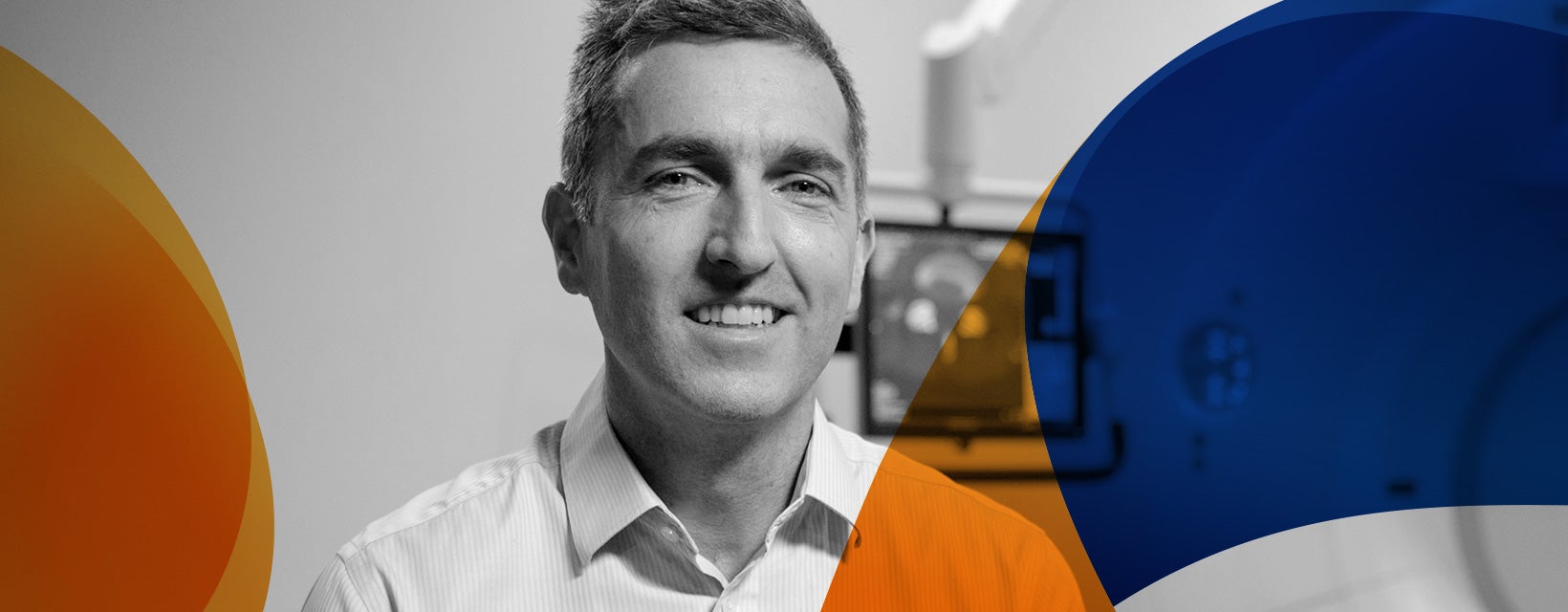 Friendly technician with logo colours