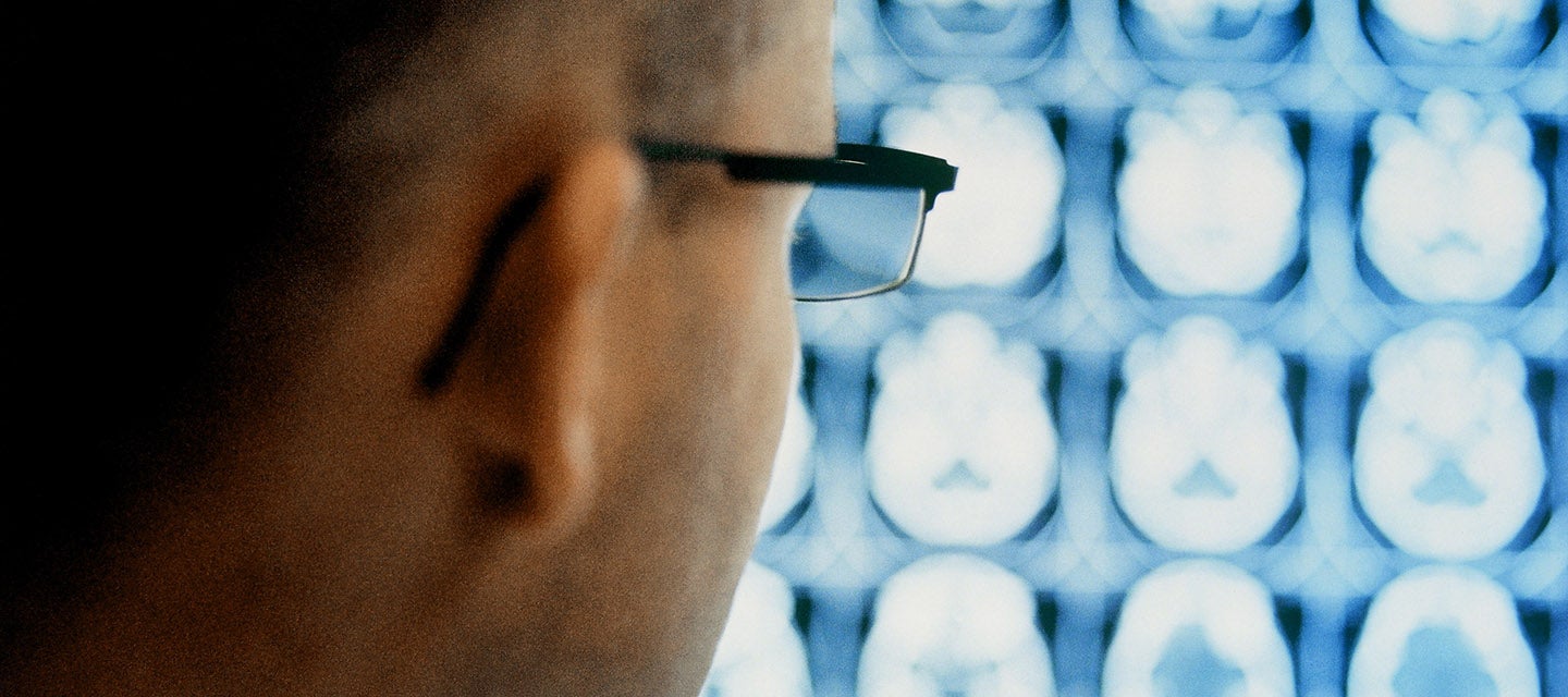 Radiologist looking at screen