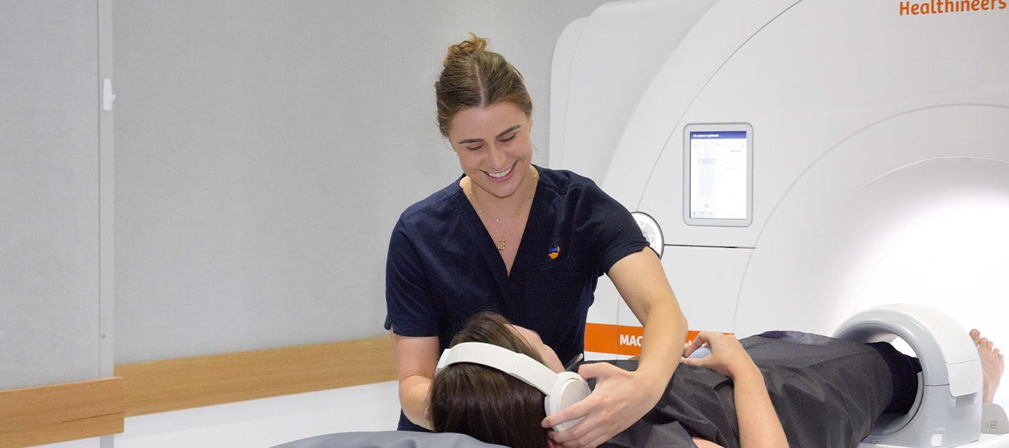 A friendly radiographer and patient
