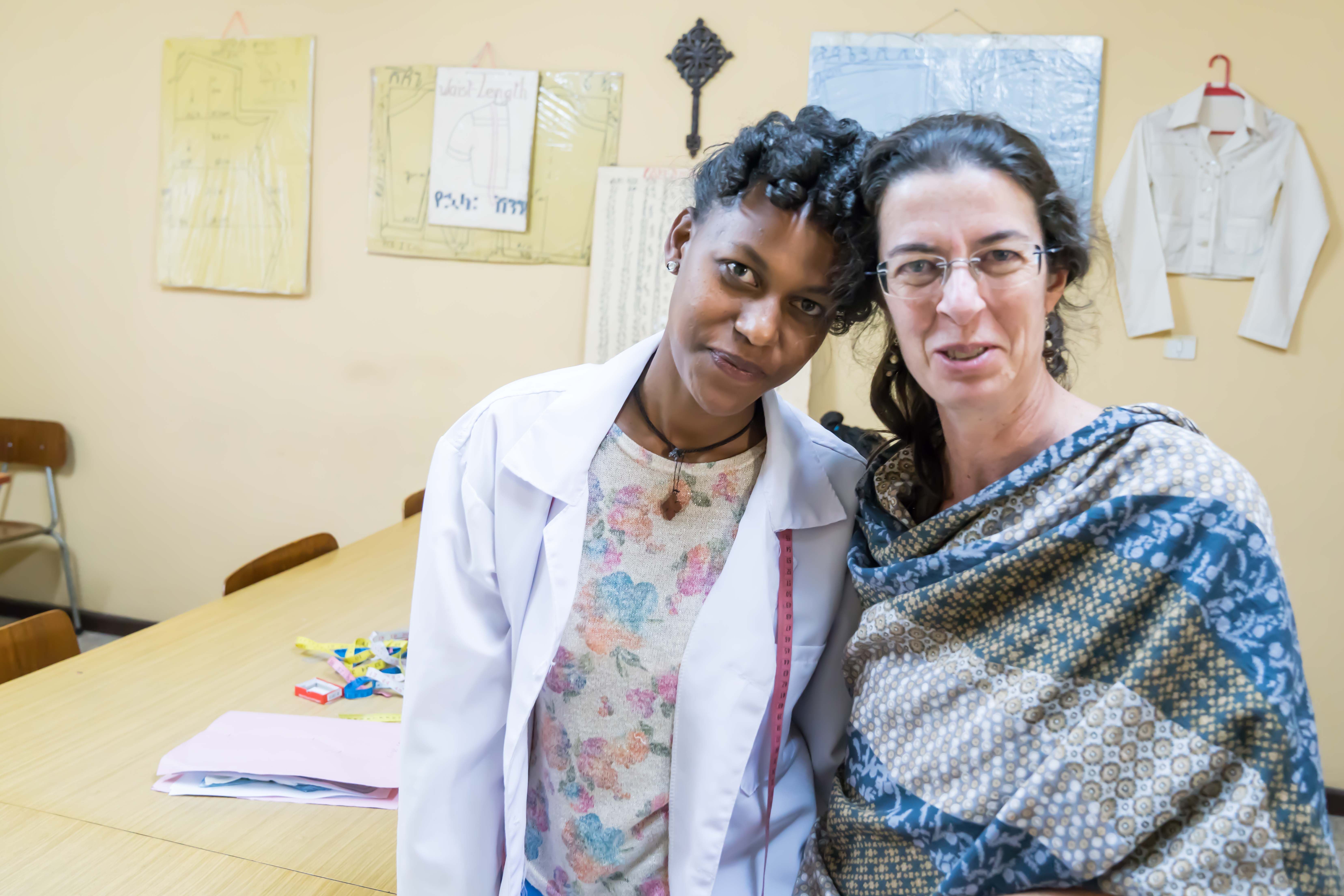 Maria and a woman at the Kidist Mariam Pastoral Centre