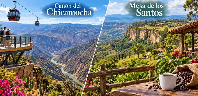 Cañón del Chicamocha y Mesa de los Santos, paisajes de montaña y naturaleza en Santander, Colombia.