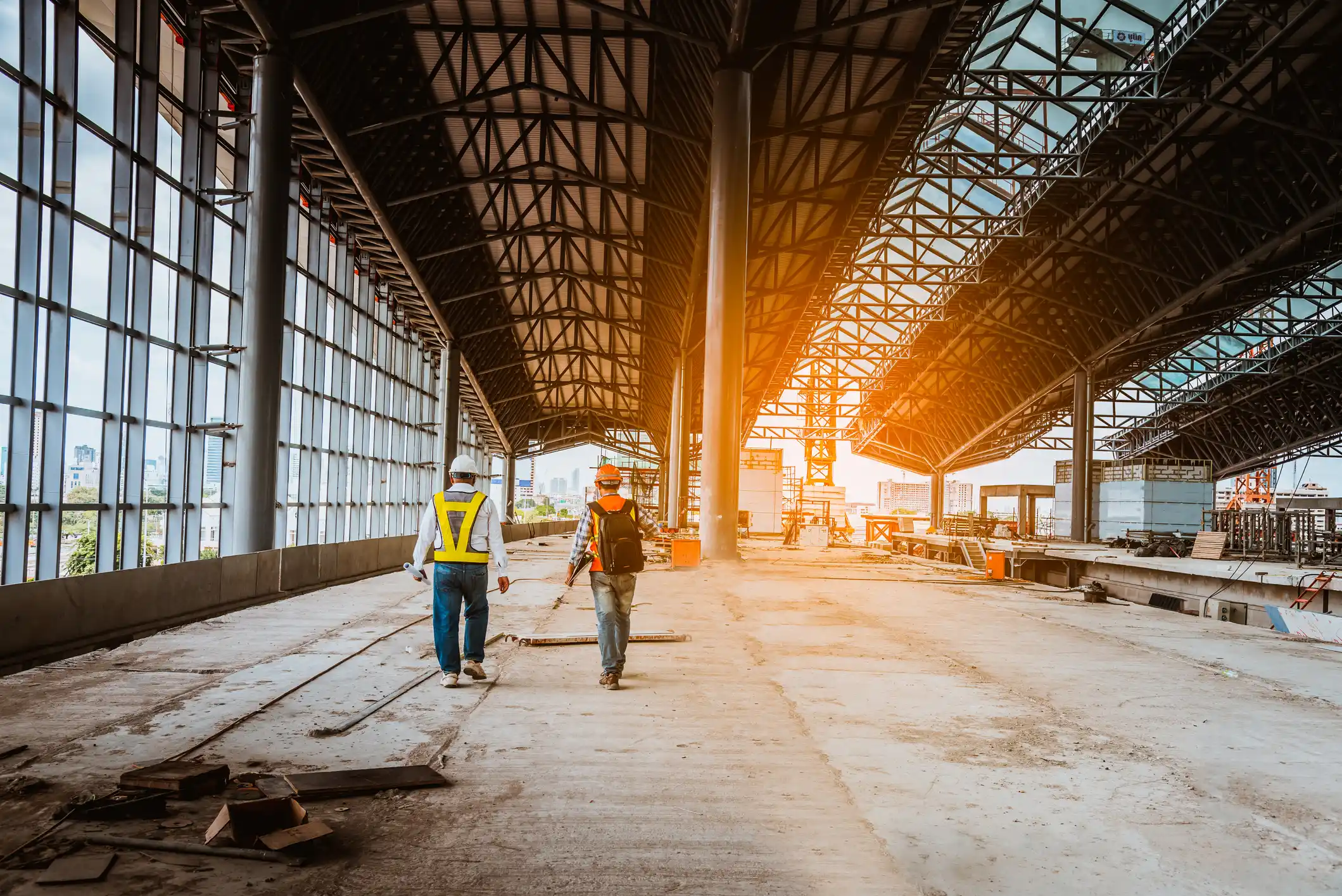 engineer under inspection and checking construction process railway work on rail train station by Blueprint on hand