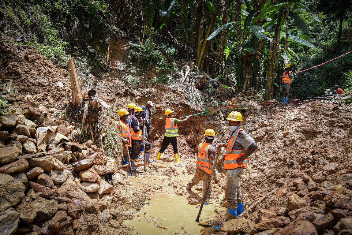 In the Democratic Republic of the Congo, a construction team digs to find an underground spring