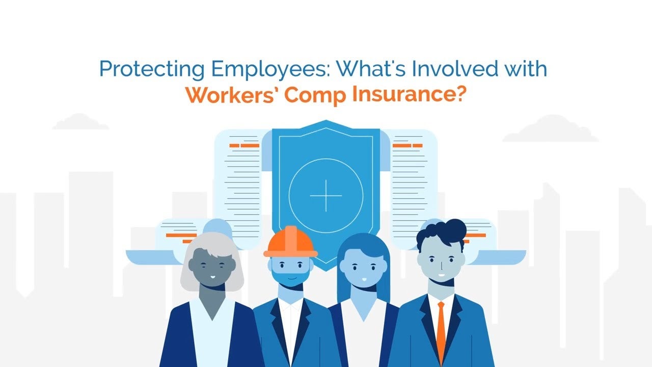 Title card for video titled "Protecting Employees: What's Involved with Workers' Comp Insurance?"