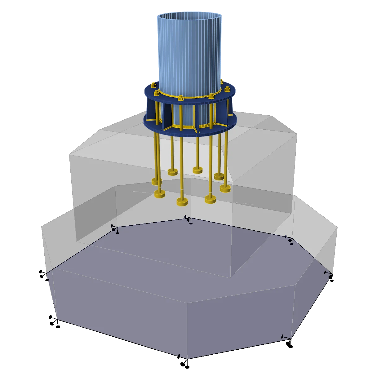 Example of a complex anchoring to concrete detail for structural engineers