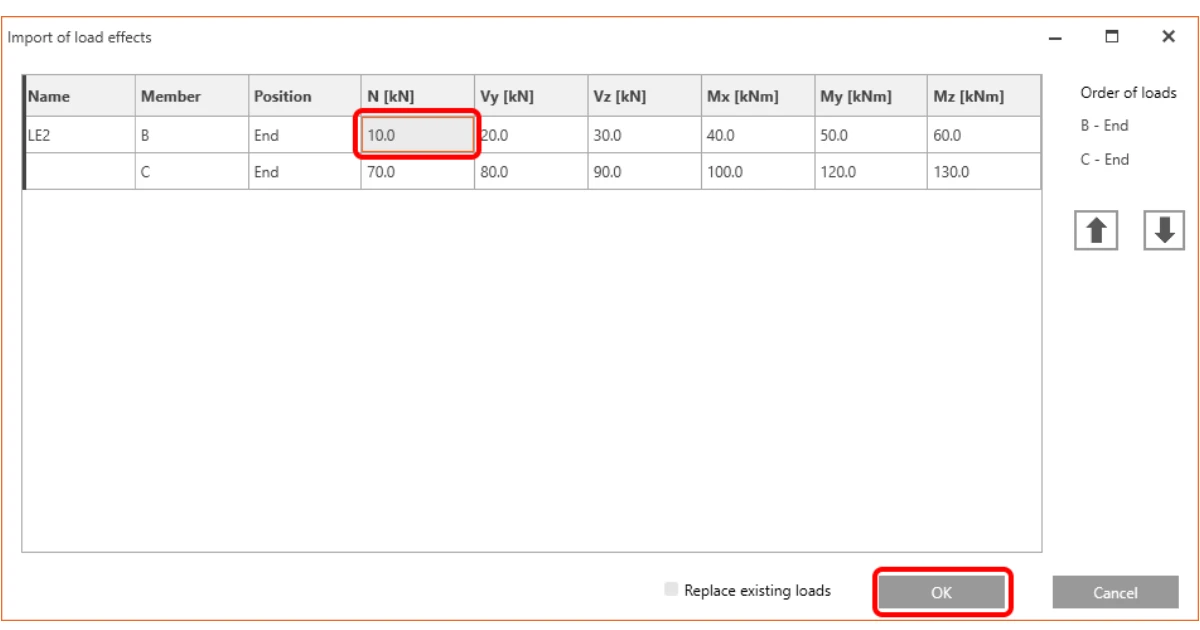 Come importare gli effetti del carico da un foglio Excel