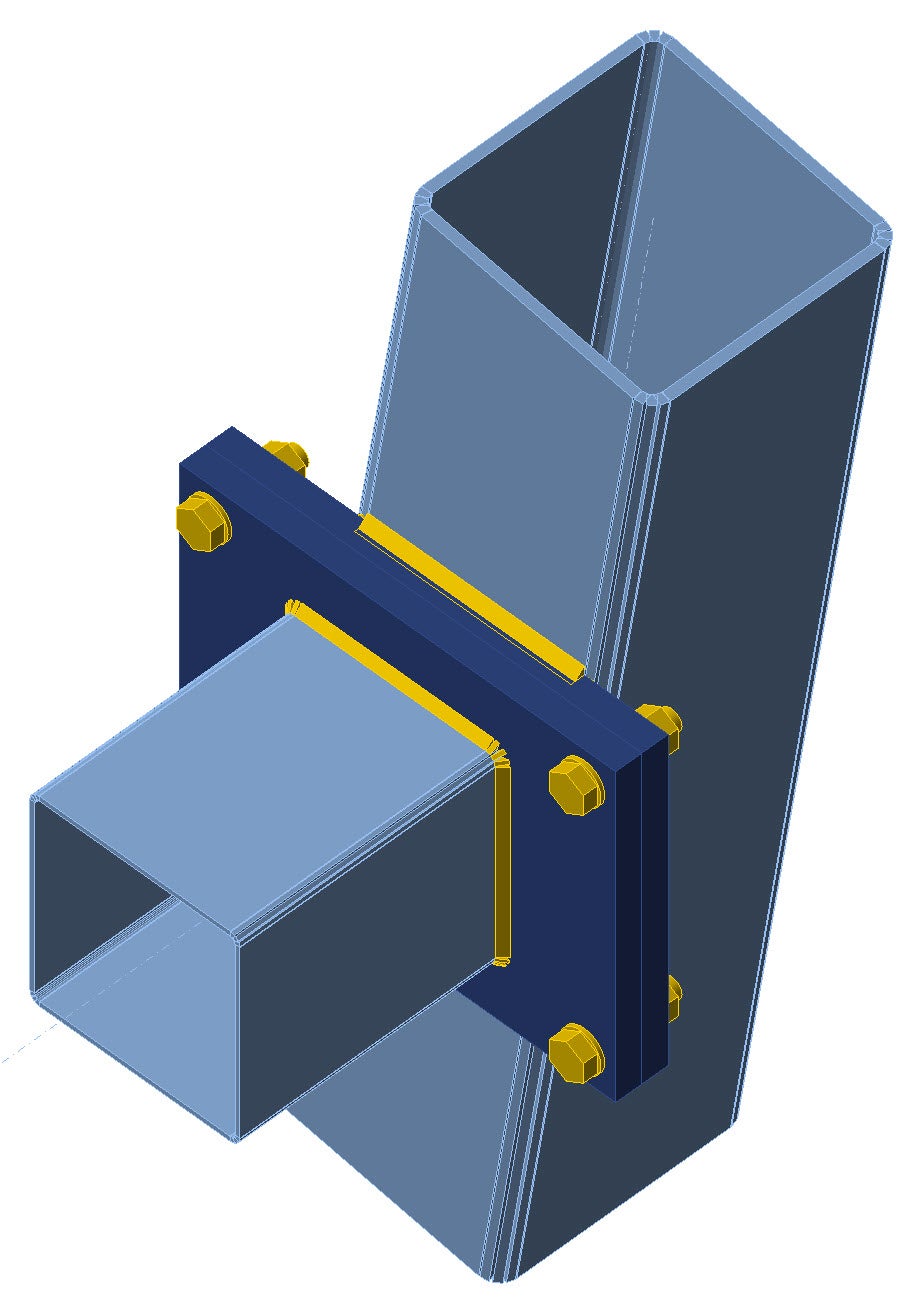End plate connection: HSS to HSS - Insulator beam to Column leg