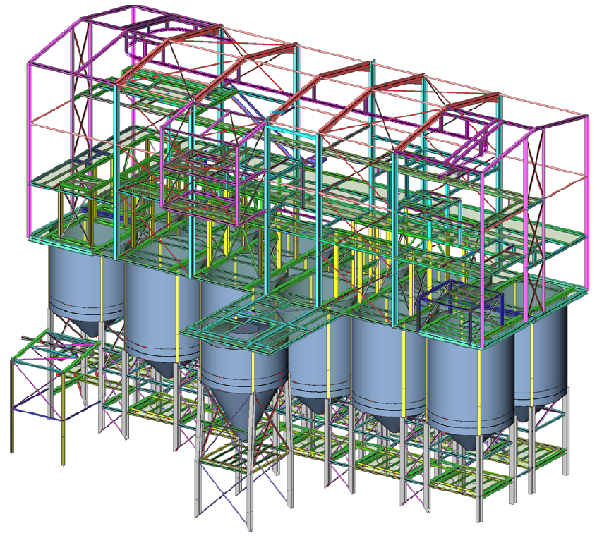 Framework of a stone and soil processing plant