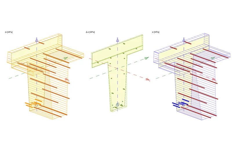 Spannungsergebnisse in 3D Ansicht
