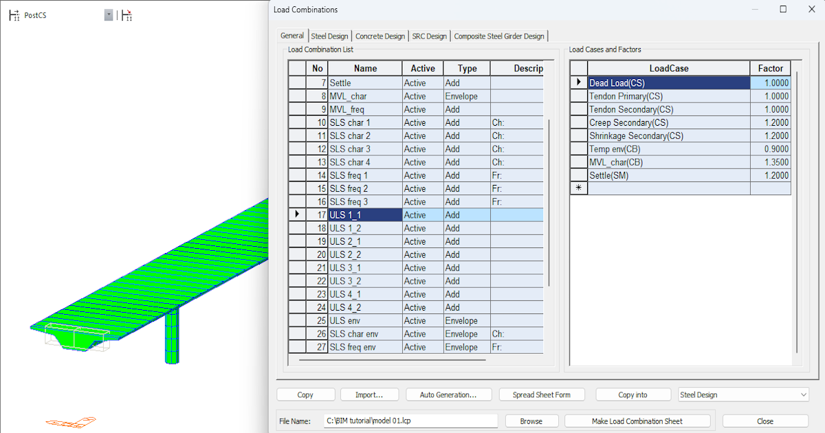 Midas Civil BIM link – preparation of the calculation model