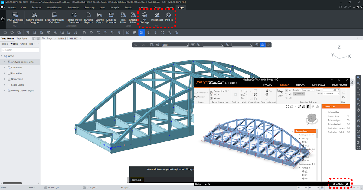 MIDAS CIVIL NX BIM link for steel connection design (EN)