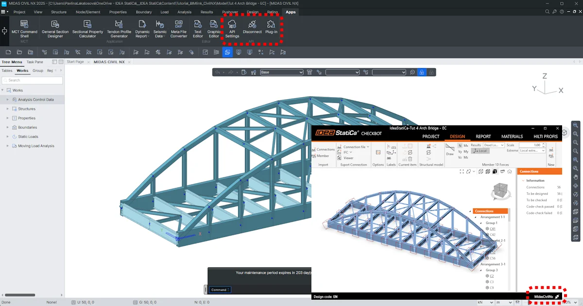 MIDAS CIVIL NX BIM link for steel connection design (EN)