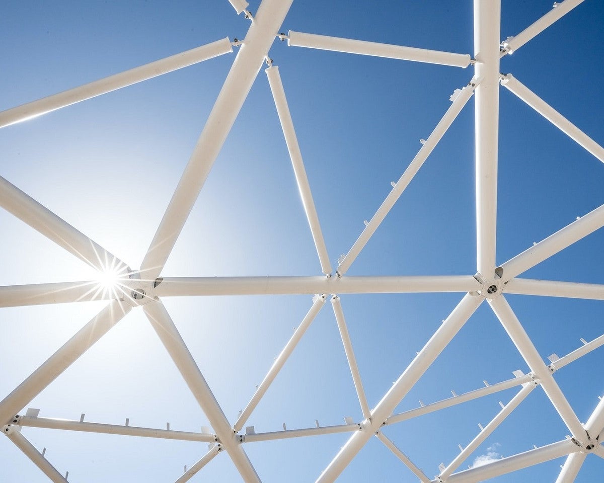 Dome glass roof containing a high number of unique steel connections.