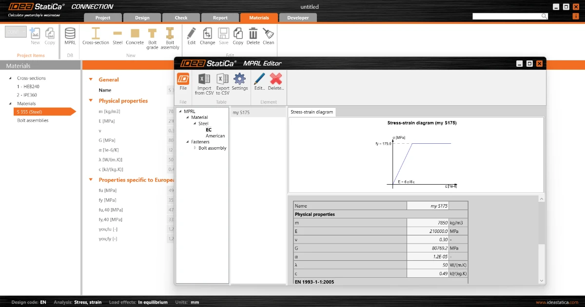 User-defined properties Material and product range library (MPRL)