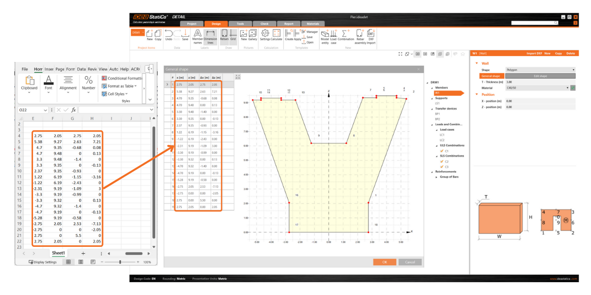 Inserarea simplă a datelor tabulare în IDEA StatiCa Detail