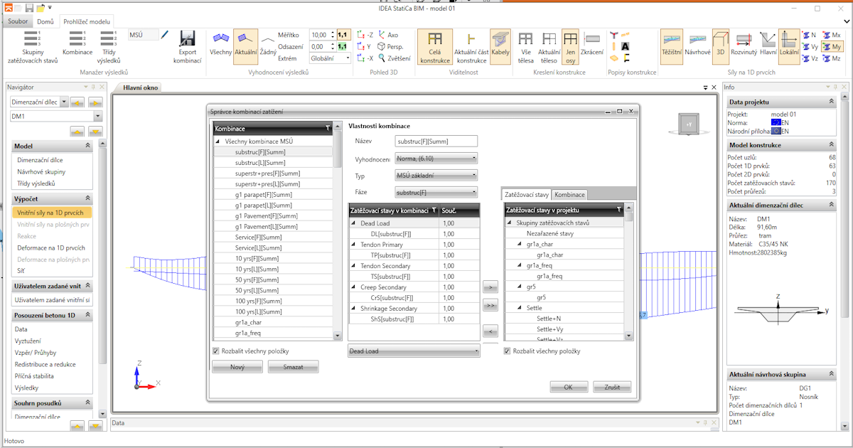 Midas Civil BIM link – logic of load cases and combinations postprocessing in IDEA StatiCa BIM