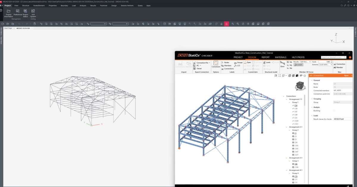 MIDAS GEN NX BIM link pro návrh ocelových přípojů (EN)