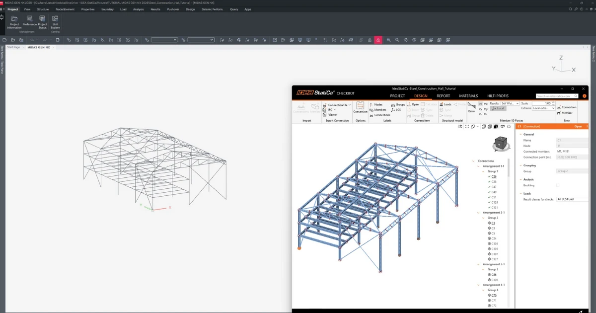 MIDAS GEN NX BIM link pro návrh ocelových přípojů (EN)