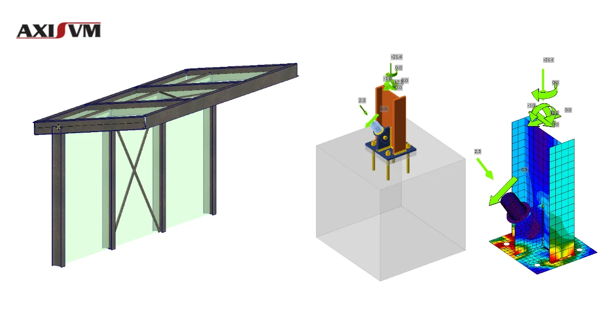 IDEA StatiCa step-by-step tutorial for the structural design of steel connection using the BIM link between AxisVM and IDEA StatiCa. Structural design of welded and bolted steel connections.