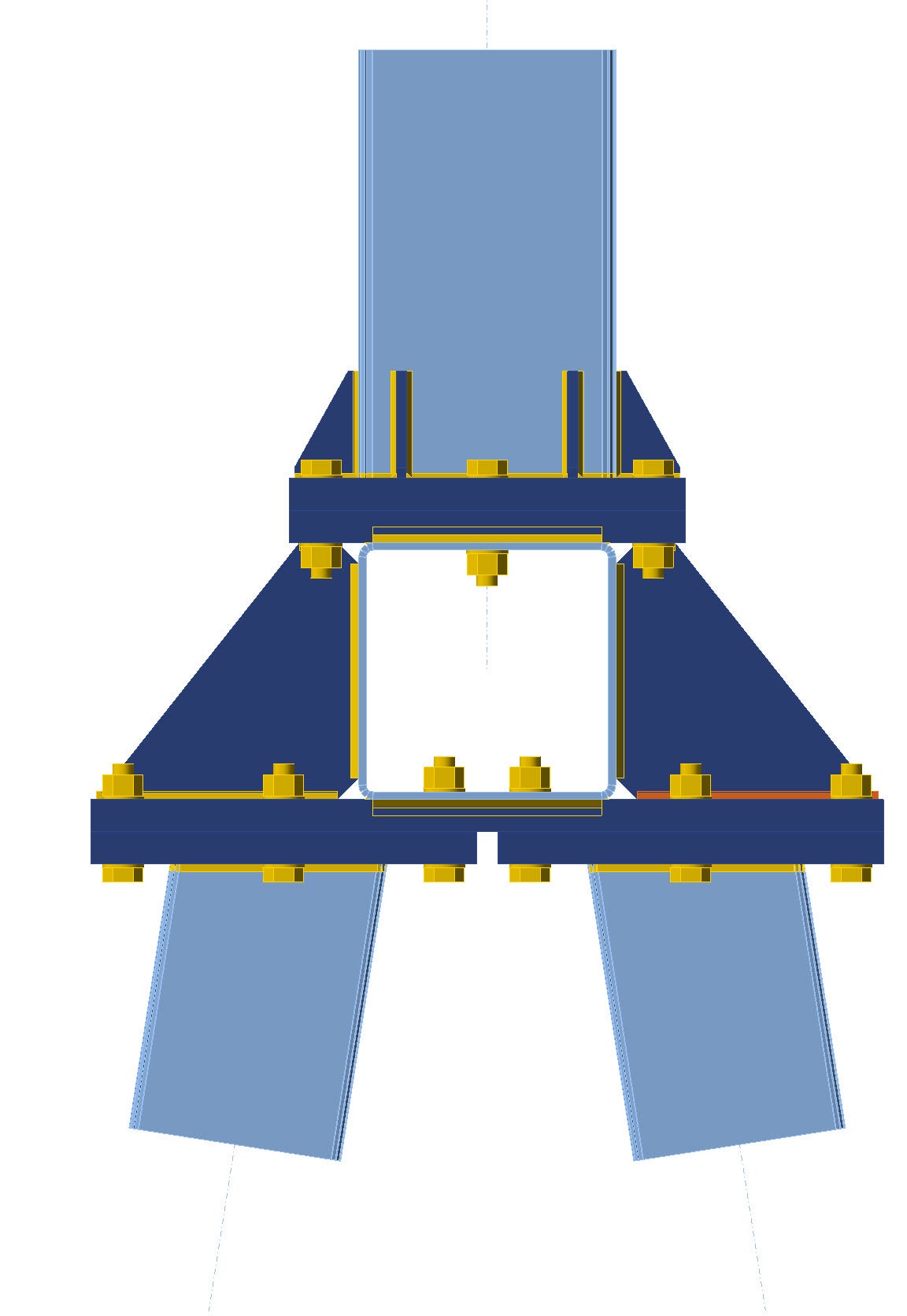Front view of a knuckle connection