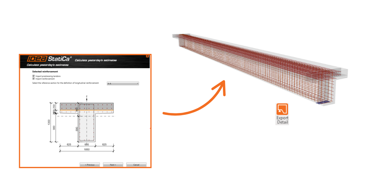 Import von Beam zu Detail einschließlich Bewehrung und Spannglieder