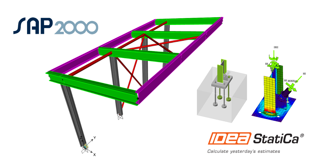 IDEA StatiCa step-by-step tutorial for the structural design of a steel connection using the BIM link between SAP2000 and IDEA StatiCa. Structural design of welded and bolted steel connections.