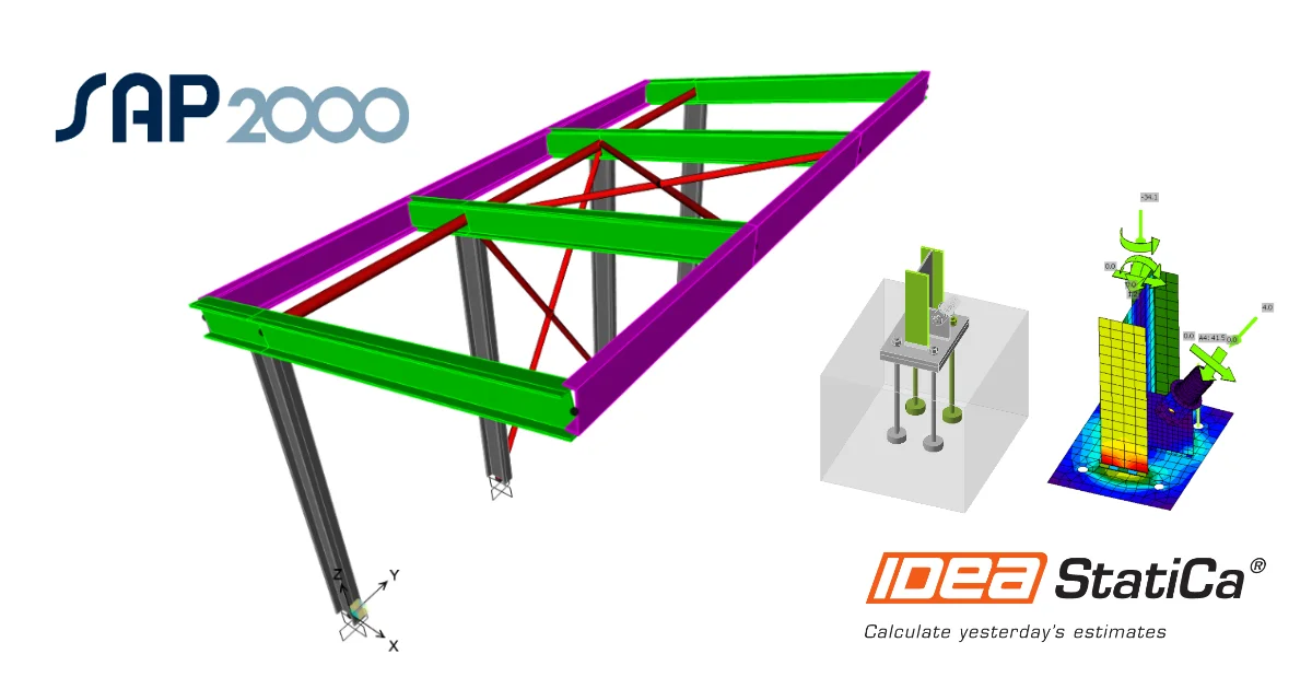 IDEA StatiCa step-by-step tutorial for the structural design of a steel connection using the BIM link between SAP2000 and IDEA StatiCa. Structural design of welded and bolted steel connections.