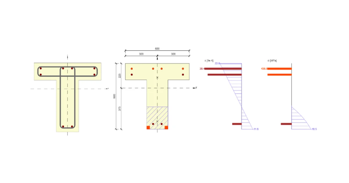 Návrh a posouzení železobetonového T-průřezu pomocí IDEA StatiCa