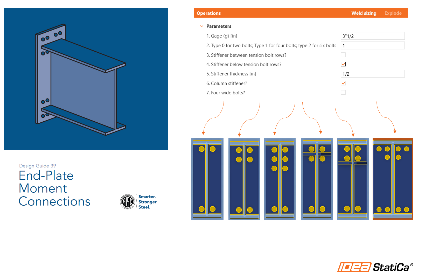 Diseño paramétrico en IDEA StatiCa Connection - Uniones de placa de testa a momento enrasada (AISC)