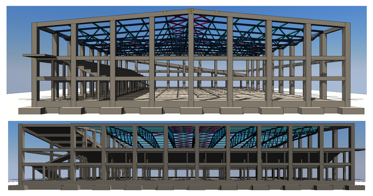 Résolution d'assemblages complexes en béton et en acier dans une salle de sport croate