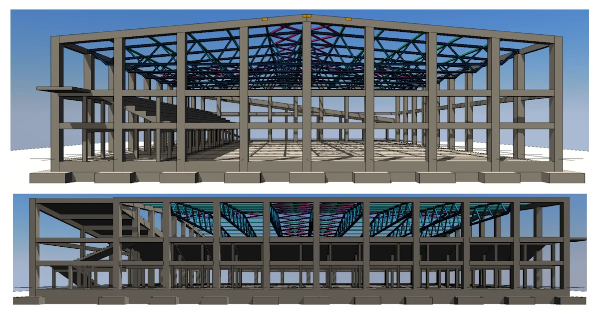 Résolution d'assemblages complexes en béton et en acier dans une salle de sport croate