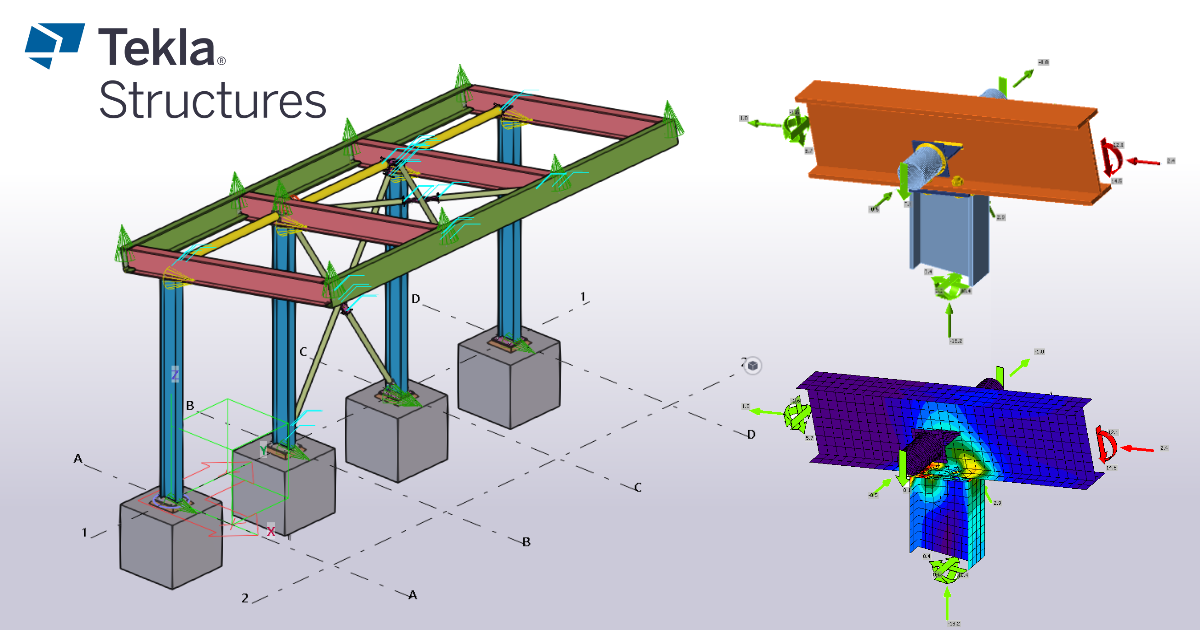 Calculation of the connection in structural steel model, using the BIM link between Tekla Structures and IDEA StatiCa. Modeled according to EN design code. IDEA StatiCa Connection.  