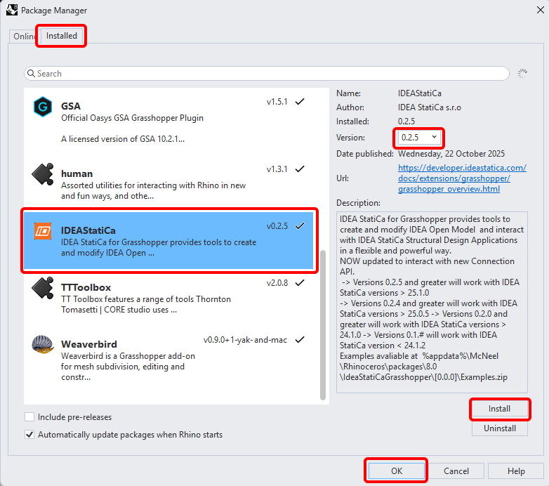 Grasshopper - Instalación del Plugin