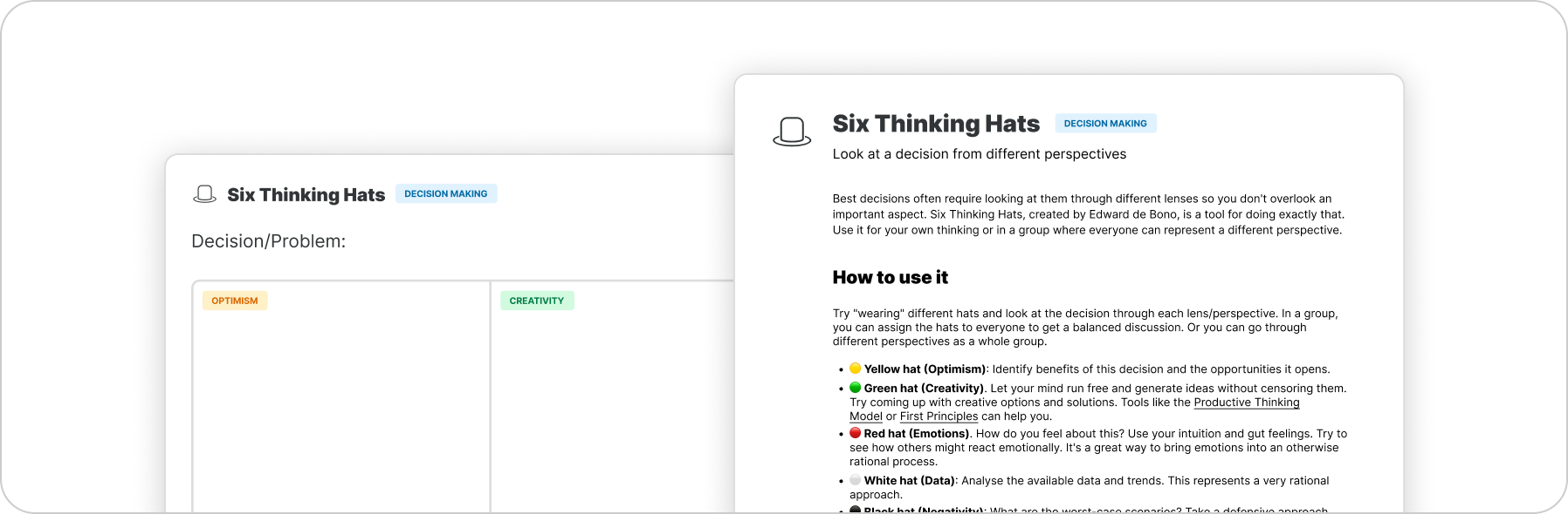 Six Thinking Hats template preview
